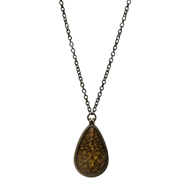 Elegant Vintage Style Geometric Pendant Necklace Brown Teardrop Stone Boho Women - Picture 1 of 6